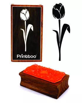 Printtoo Силуэты Тюльпан Прямоугольный деревянный резиновый штамп Блок 2.5 x 0.634 Inches коричневый