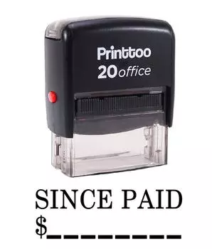 Printtoo SINCE PAID Самостоятельная печать резиновой печатью Офисные канцелярские товары на заказ 14 mm x 38 mm (Approx) чёрный