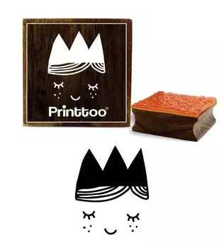 Printtoo Sleeping Kid Face Design Square Wooden Rubber Stamp Pattern Scrap-booking-2 x 2 2 x 2 Inches коричневый