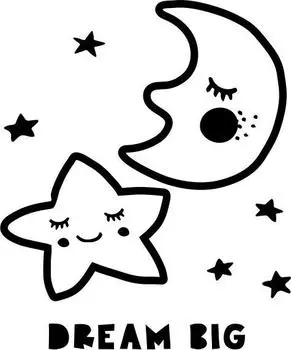 Printtoo Sleeping Moon Star With Dream Big Word Design Square Wooden Rubber Stamp-2 x 2 2 x 2 Inches коричневый