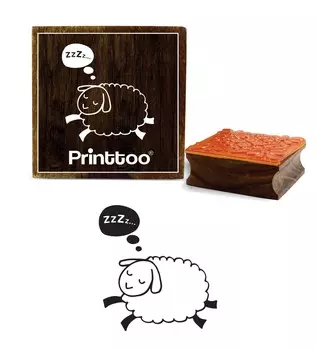 Printtoo Sleeping Sheep Clip Art Design Square Wooden Rubber Stamp Diary Card-2 x 2 2 x 2 Inches коричневый