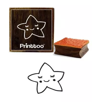Printtoo Sleeping Star Design Деревянный резиновый штамп Скрап-букинг Квадратный блок-2 x 2 2 x 2 Inches коричневый