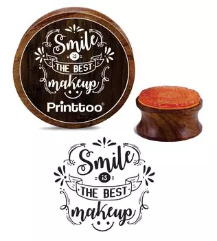Printtoo Smile Is The Best Makeup Stamp Craft Textile Круглые деревянные резиновые штампы-2 2 Inch коричневый