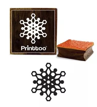 Printtoo Снежинка Pattern Квадратный дневник Карточка Деревянный резиновый штамп Ремесленный блок-2 x 2 2 x 2 Inches коричневый