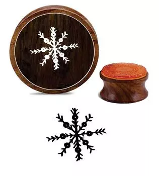 Printtoo Snow Flower Design Diary Card Round Block Brown Wooden Rubber Stamp-2 2 Inch Diameter коричневый