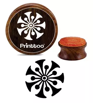 Printtoo Snow Flower Design Round Wooden Rubber Stamp Scrap-Booking Block-2 2 Inch Diameter коричневый