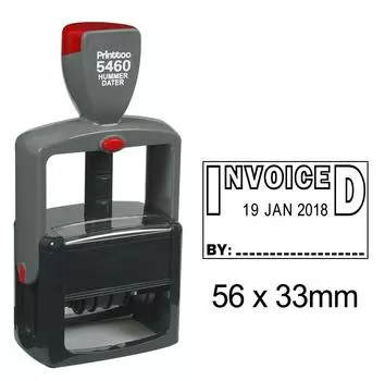 Printtoo со счетом-фактурой по тексту Сверхмощный штамп датытера Самостоятельная печать даты документа Резина 56 mm x 33 mm.(Approx) чёрный