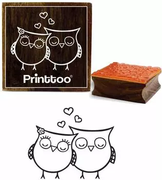 Printtoo Сова Шаблон Квадратный Деревянный Резиновый Штамп Ремесло Текстильный Скрап-бронирование Блок-2 x 2 2 x 2 Inches коричневый