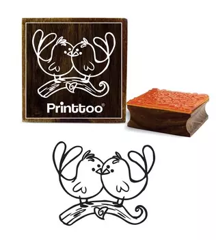 Printtoo Square Bird Pattern Деревянный резиновый штамп Крафт-карта Изготовление штампов-2 x 2 2 x 2 Inches коричневый