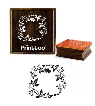Printtoo Square Flower Wreath Pattern Wooden Rubber Stamp Designer Scrap-Booking-2 x 2 2 x 2 Inches коричневый