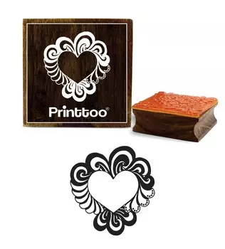 Printtoo Square Heart Pattern Craft Textile Деревянный резиновый штамп Изготовление карточек Штампы-2 x 2 2 x 2 Inches коричневый