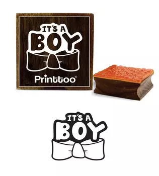 Printtoo Square It s A Boy Pattern Деревянный резиновый штамп Baby Shower Scrap-booking Craft Stamps-2 x 2 2 x 2 Inches коричневый