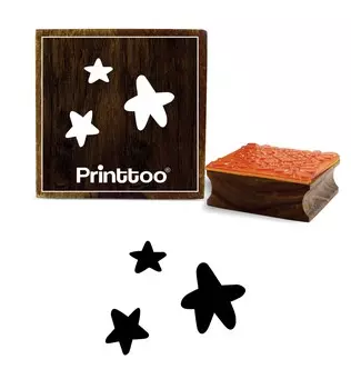 Printtoo Star Design Square Brown Diary Card Деревянная резиновая печать Scrap-Booking-2 x 2 2 x 2 Inches коричневый