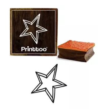 Printtoo Star Pattern Diary Card Craft Square Wooden Rubber Stamp Scrap-Booking-2 x 2 2 x 2 Inches коричневый