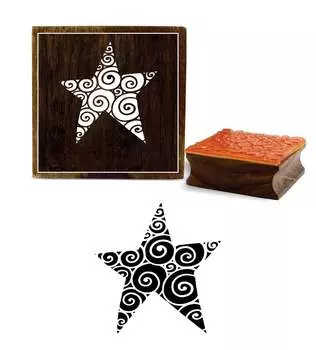 Printtoo Star Pattern Square Крафт Деревянные резиновые штампы Дневники Блок-2 x 2 2 x 2 Inches коричневый