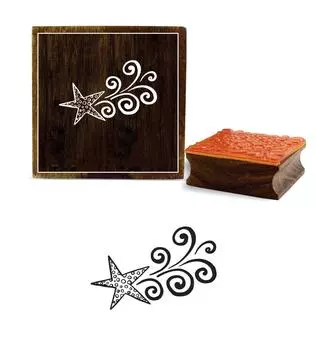 Printtoo Star & Swirls Design Square Wooden Rubber Stamp Scrap-booking Block-2 x 2 2 x 2 Inches коричневый
