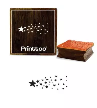 Printtoo Stars Pattern Crafting Scrap-Book Square Wooden Rubber Stamp Block-2 x 2 2 x 2 Inches коричневый