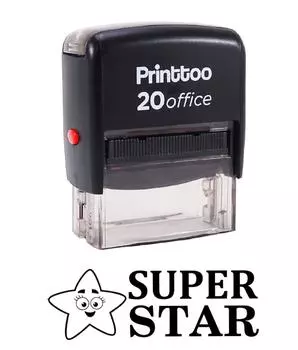 Printtoo SUPER STAR Self Inking Rubber Stamp Office Канцелярские товары на заказ 14 mm x 38 mm (Approx) чёрный