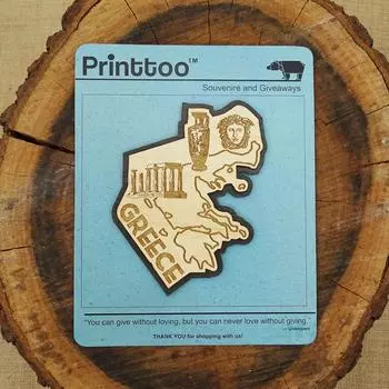 Printtoo Сувенирный деревянный магнит на холодильник с картой Бельгии, гравированный подарок, коллекционные предметы 3.5 x 3 Inches (Approx) коричневый