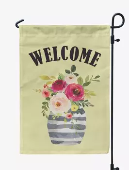 Printtoo Tan Добро пожаловать в сад Летний кемпинг Флаг для отдыхающих Двусторонний 12.5 x 18 Inches дубильная кора