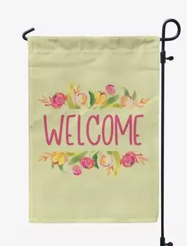 Printtoo Tan Welcome Garden Флаги для летнего кемпинга для отдыхающих Двухсторонний флаг Открытый сад 12.5 x 18 Inches дубильная кора