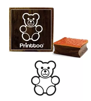 Printtoo Teddy Bear Design Square Craft Textile Brown Wooden Rubber Stamps-2 x 2 2 x 2 Inches коричневый