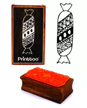 Printtoo Toffee Clipart Прямоугольная деревянная резиновая марка Блок Scrap-Booking 2.5 x 0.634 Inches коричневый