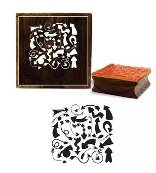 Printtoo Tribal Arrows Pattern Square Wooden Rubber Stamp Craft Block Diary Card-2 x 2 2 x 2 Inches коричневый