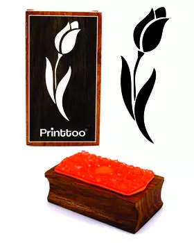 Printtoo Tulip Flower Design Прямоугольный деревянный блок резиновых штампов 2.5 x 0.634 Inches коричневый