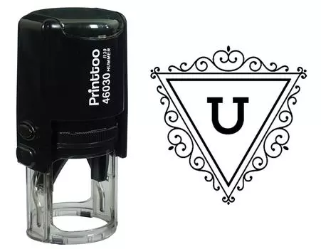 Printtoo U Алфавит Вихревой Граница Треугольник Монограмма Начальная Самостоятельная Чернильная Резиновая Штамп Офис 30 mm Diameter (Approx) чёрный