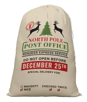 Printtoo Упаковка из 2 шт. Рождественские подарки, сумки для хранения, большой подарочный мешок Санты с завязкой для рождественской вечеринки 27x20 дюймов 27 x 20 Inches бежевый