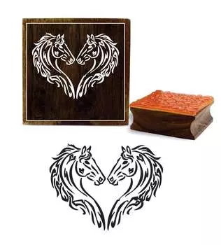 Printtoo Узор в виде головы лошади Квадратный коричневый деревянный резиновый штамп Scrap-booking-2 x 2 2 x 2 Inches коричневый