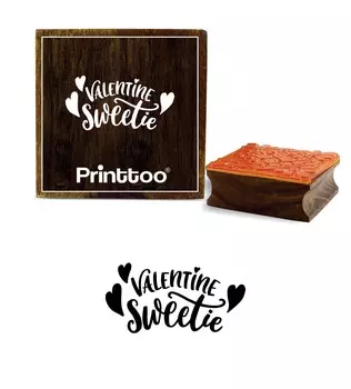 Printtoo Valentines Sweetie Text Design Scrap Diary Print Square Wooden Rubber Stamp-2 x 2 2 x 2 Inches коричневый