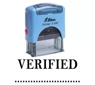 Printtoo VERIFIED Self Inking Rubber Stamp Custom Shiny Office Stationary Impression Area 14 mm x 38 mm чёрный