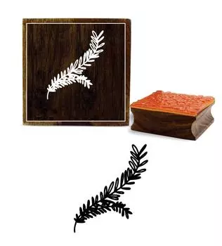 Printtoo Ветви елки с листьями Дизайн Деревянный резиновый штамп Блок-2 x 2 2 x 2 Inches коричневый