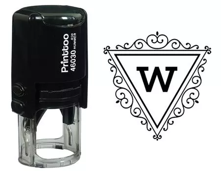 Printtoo W Алфавит Вихрь Граница Треугольник Монограмма Первоначальная саморисующая резиновая печать Офис 30 mm Diameter (Approx) чёрный
