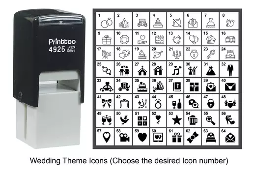 Printtoo Wedding Theme Icons Rubber Stamp Self Inking Stamper 24 mm Approx 20 mm - 24 mm (Impressions-10) чёрный