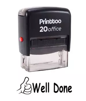 Printtoo WELL DONE Self Inking Rubber Stamp Office Стационарные на заказ 14 mm x 38 mm (Approx) чёрный