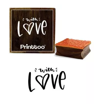 Printtoo With Love Text Design Diary Card Square Wooden Rubber Stamp Scrap-Booking-2 x 2 2 x 2 Inches коричневый