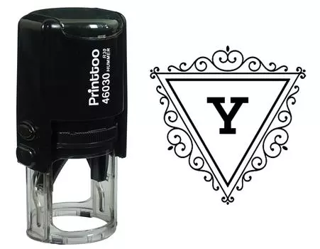 Printtoo Y Алфавит Вихревой Граница Треугольник Монограмма Начальная Самостоятельная Чернильная Резиновая Штамп Офис 30 mm Diameter (Approx) фиолетовый