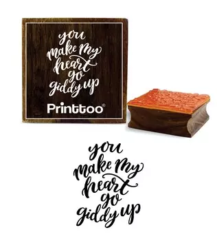 Printtoo You Make My Heart Giddy Up Quote Design Square Wooden Rubber Stamp-2 x 2 2 x 2 Inches коричневый