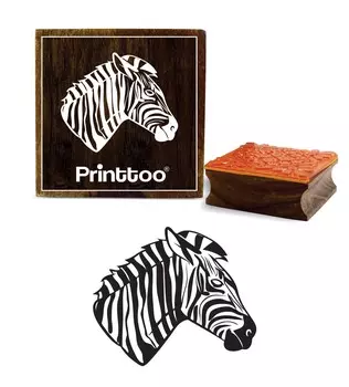 Printtoo Zebra Head Pattern Square Wooden Rubber Stamp Scrap-booking Craft Textile-3 x 3 3 x 3 Inches коричневый