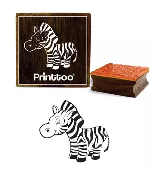 Printtoo Zebra Pattern Деревянный квадратный резиновый штамп Ремесло Текстиль Коричневые штампы-3 x 3 2 x 2 Inches коричневый