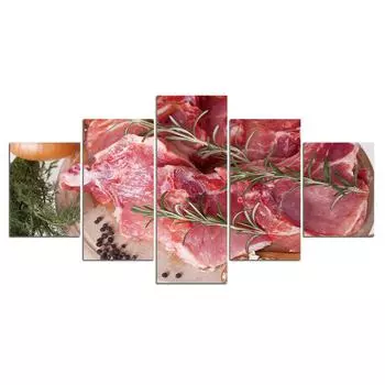Принты, художественная настенная живопись на холсте, современные принты, постеры с мясом и едой, фотографии, украшение для кухни, украшение стены 20x35cm*2 20x45cm*2 20x55cm*1