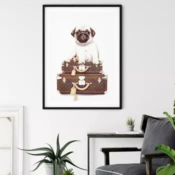 Принты с мопсами и постеры, элитный бренд, холст, картина, модная иллюстрация, девчачья забавная собака, настенные художественные картины для декора гостиной 21cm30cm NoFrame