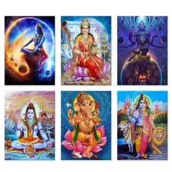 Принты, современные настенные картины, модульная картина, домашний декор, абстрактная Индия, Будда, индуистские боги, Господь Шива, портретная живопись, плакаты 21x30cm No Framed