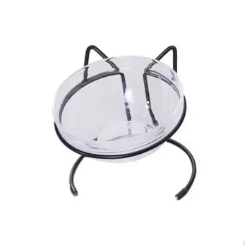 Приподнятая кормушка для кошек, миска, железная подставка, минималистичный аксессуар, противоскользящая гладкая поверхность, съемная single bowl black