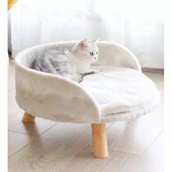 Приподнятая кровать для домашних животных, табуретка для кошек и собак с прочными деревянными ножками, стул для домашних животных, плюшевая кровать для домашних животных, круглая теплая конура для обнимашек, мягкий диван для щенков для маленьких собак 35*