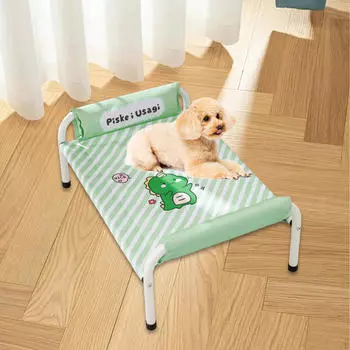 Приподнятая кровать для собаки, домашнего питомца, металлическая рама, гамак, приподнятая лежанка для щенка, котенка, кошек, собак S зелёный