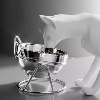 Приподнятая миска для кошек, наклон 16°, защита шеи, нескользящая, приподнятая миска для кормления домашних животных для